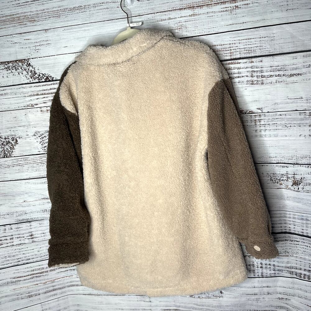 Entro Sherpa Colorblock Shacket Jacket Small Over Sized - Picture 3 of 3
